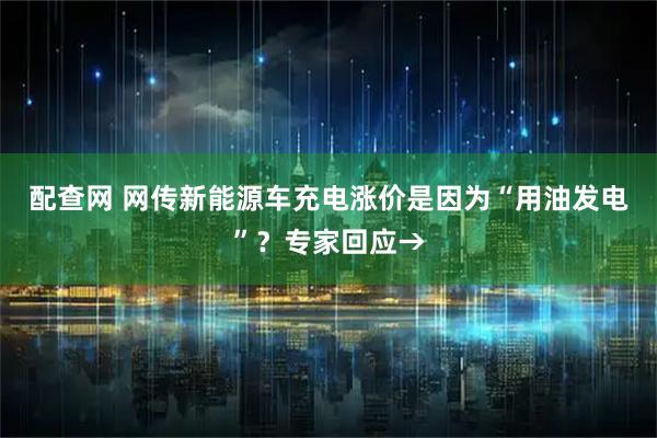 配查网 网传新能源车充电涨价是因为“用油发电”？专家回应→